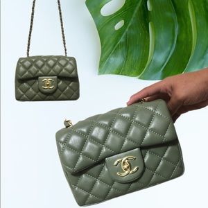 Green purse  (dupe) Mini Square (inspired )